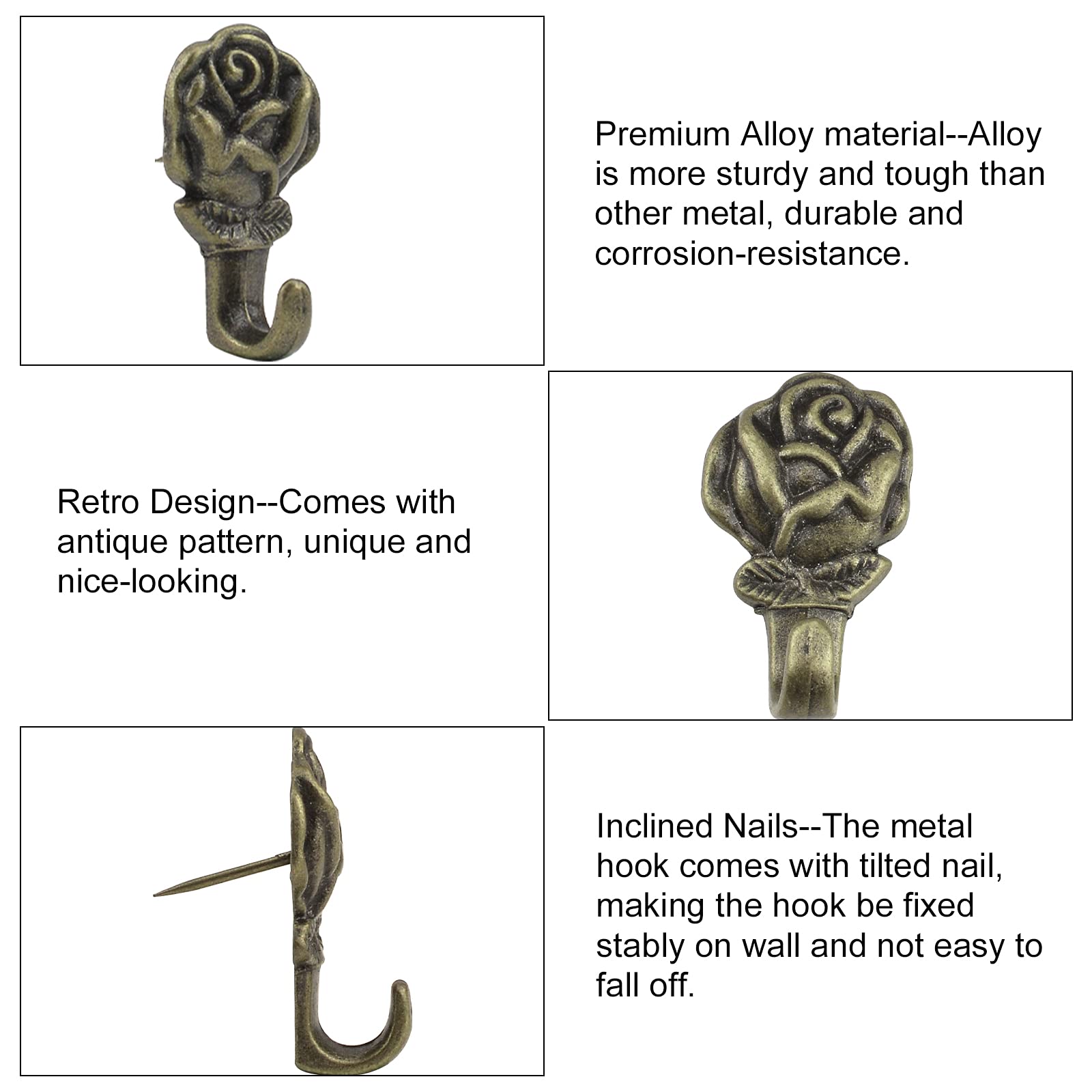 Amazon | INCREWAY プッシュピンハンガー 20個 ブロンズローズ型